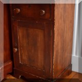 F25. Antique marble top cabinet. 29”h x 16”w x 14”d 